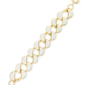 Lee Angel Neiman Marcus Half Moon Enamel Gold Link Bracelet NWT 245